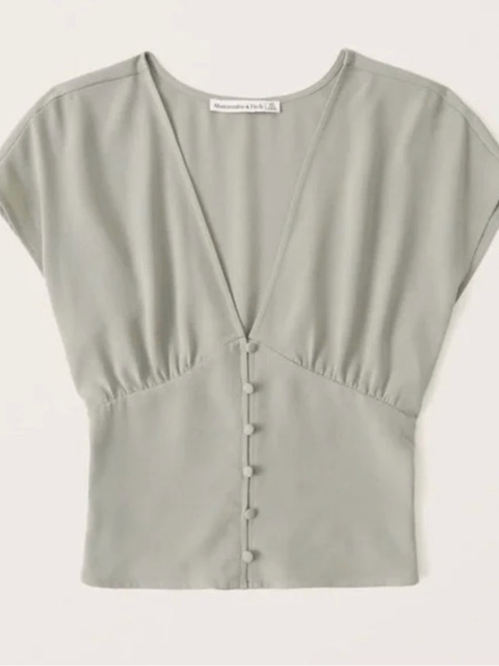 Abercrombie & Fitch Sage V-Neck Button-Front Blouse